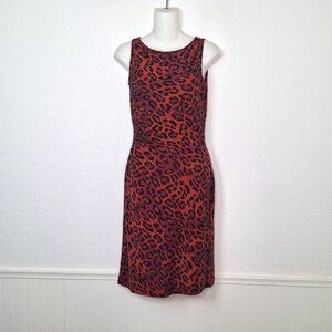 Diane Von Furstenberg Rene 100% Silk Red Leopard Print Sz 8 Cocktail Party